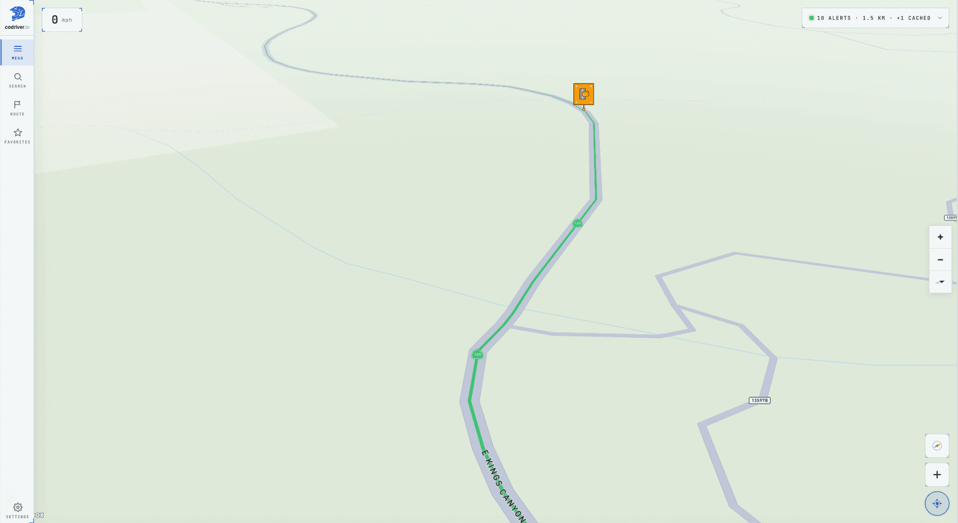 codriver navigation view with alerts ahead